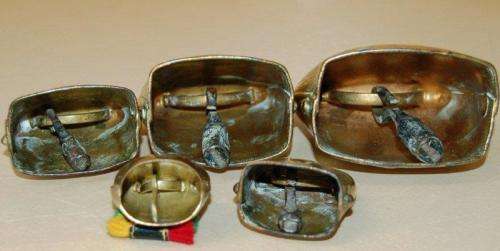 5 Quality Brass Cow Bells - Largest 100mm