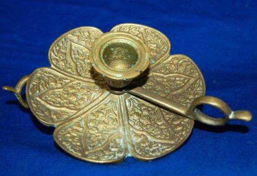 Vintage Pair of Brass Chamber Candle Holders