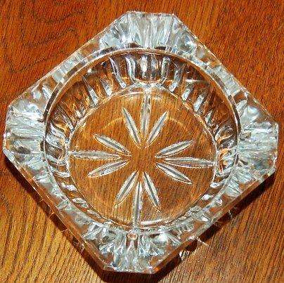 3 Attractive Cut Glass Ashtrays - 95mm Square