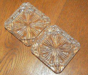 3 Attractive Cut Glass Ashtrays - 95mm Square