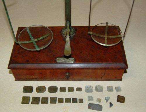 Antique Apothecary Scale Allen & Hanburys London. 20 assorted Drachms,Scruples and Grain weights.