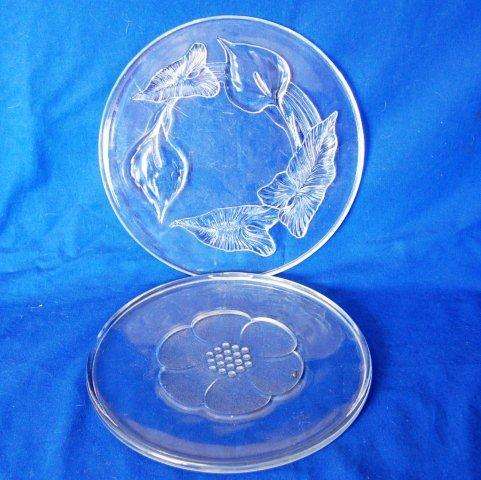 2 Attractive Heavy Glass Platters (1 Marked France) - Largest Diameter 310mm