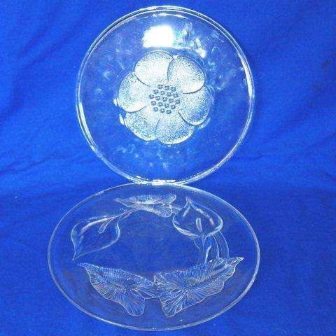 2 Attractive Heavy Glass Platters (1 Marked France) - Largest Diameter 310mm