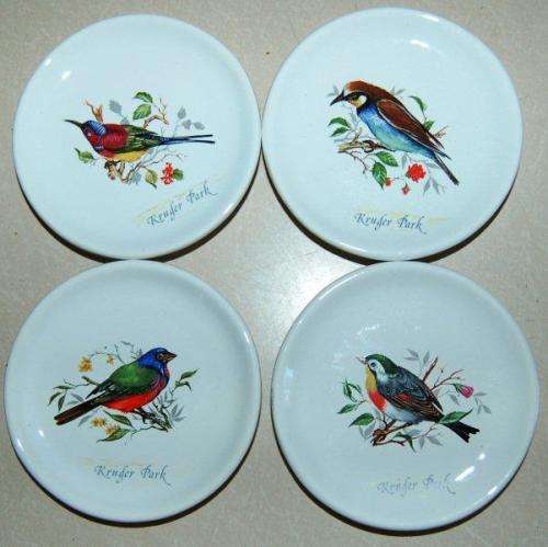 Set of 4Ceramic Kruger Park Bird Pin Dishes / Coasters - Diameter 90mm