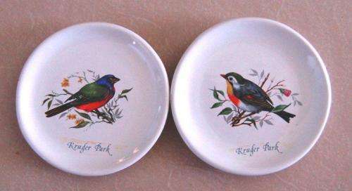 Set of 4Ceramic Kruger Park Bird Pin Dishes / Coasters - Diameter 90mm