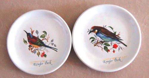 Set of 4Ceramic Kruger Park Bird Pin Dishes / Coasters - Diameter 90mm