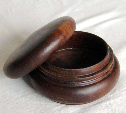 3 Wooden Containers - Tallest has Dia.of 83mm and Height of 95mm - Sold as one unit