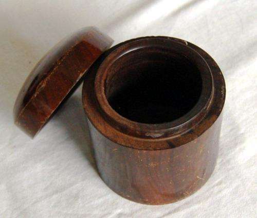 3 Wooden Containers - Tallest has Dia.of 83mm and Height of 95mm - Sold as one unit