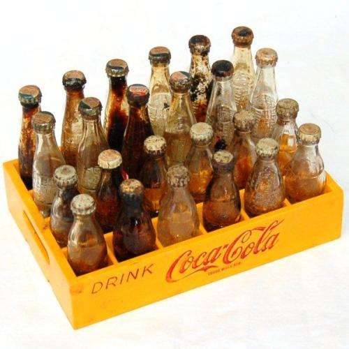 Vintage Case of 12 Miniature Coca-Cola Bottles & 12 Pepsi Bottles - See description for all details