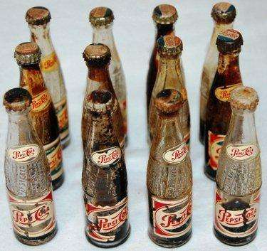 Vintage Case of 12 Miniature Coca-Cola Bottles & 12 Pepsi Bottles - See description for all details