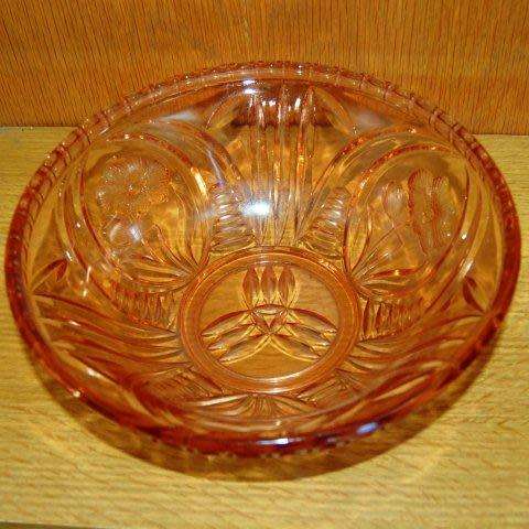 Large Bright Orange Glass Bowl - Diameter 240mm Depth 90mm