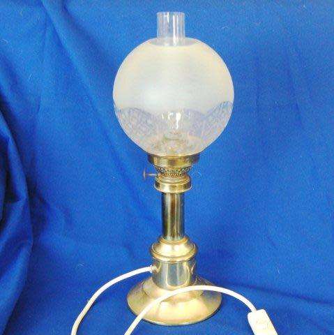 Vintage G.V. Harnisch Efth Grundlagt 1842 Brass Kerosene Lamp (Electrified) in working order.