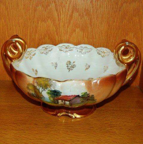 Vintage Alcobaca Portugal Ceramic Bowl - Slight wear on the gilt - Dia. 250mm Height 160mm