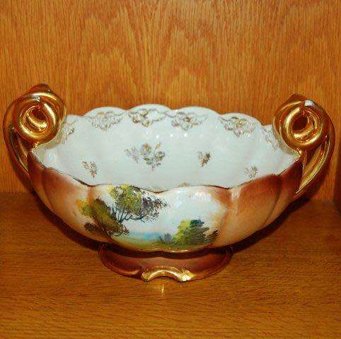 Vintage Alcobaca Portugal Ceramic Bowl - Slight wear on the gilt - Dia. 250mm Height 160mm