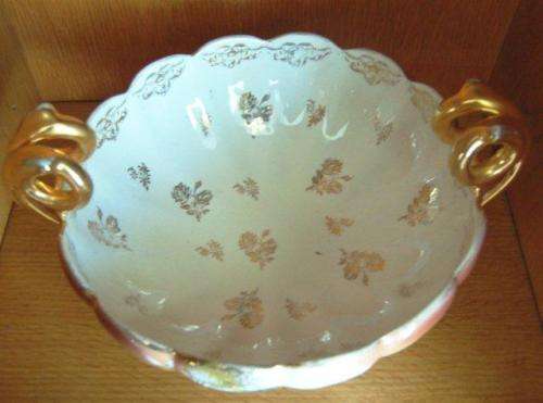 Vintage Alcobaca Portugal Ceramic Bowl - Slight wear on the gilt - Dia. 250mm Height 160mm
