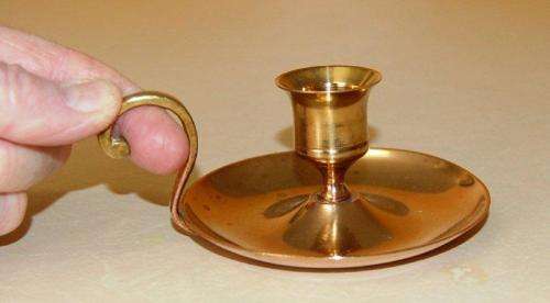 Pair of Vintage Brass Chamber Stick Candle Holders - Base Diameter. 100mm