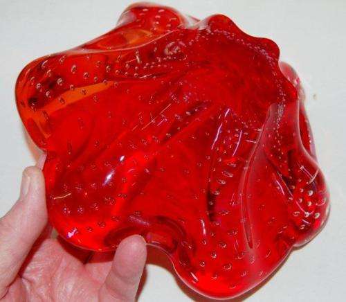 Red Glass Murano ? Ashtray with Controlled Bubbles - Diameter 200mm Height 80mm