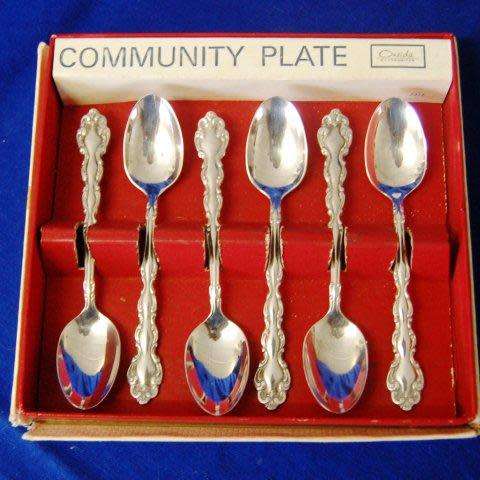 6 Community Silver Plated Teaspoons - Length 115mm