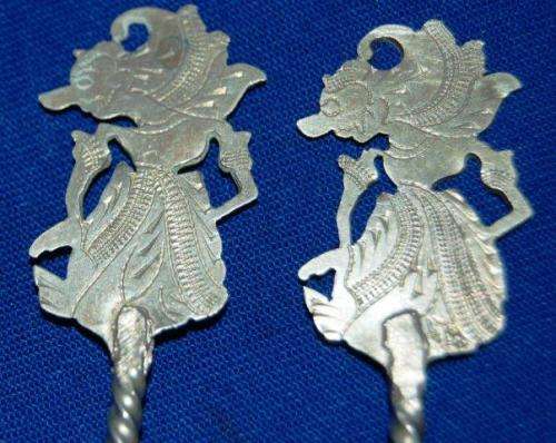 10 Vintage Indonesian Wayang Kulit Shadow Puppet Spoons - Marked 85 and A 90 - Read description.