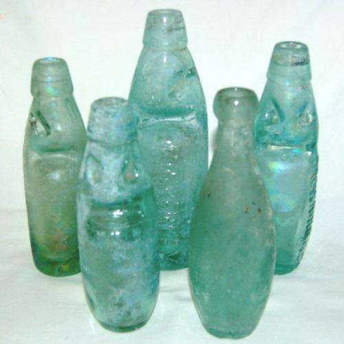 4 Collectable Codd Bottles Includes "The Shilling" Bottle plus 1 Green Bottle - Read Description