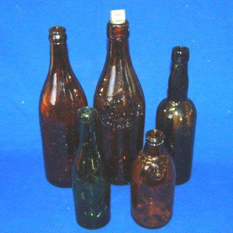 4 Vintage South African Beer Bottles & 1 Green Bottle - See Description for details.