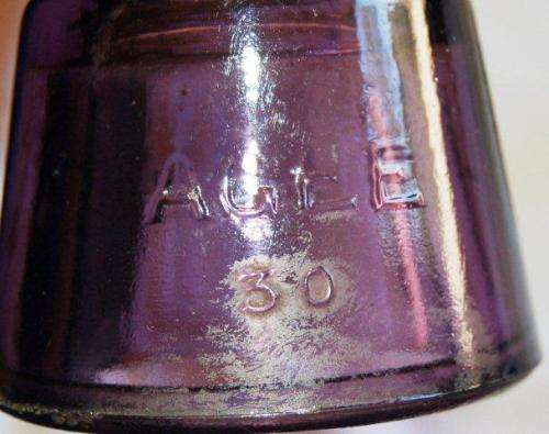 2 Vintage Glass Insulators AGEE 30 - Height 100mm Base Diameter 70mm