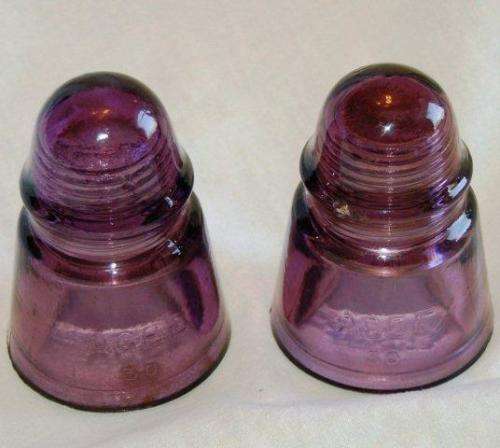 2 Vintage Glass Insulators AGEE 30 - Height 100mm Base Diameter 70mm