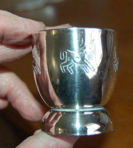 Pair of ANGORA Silver Plated Egg Cups with lamb motif's