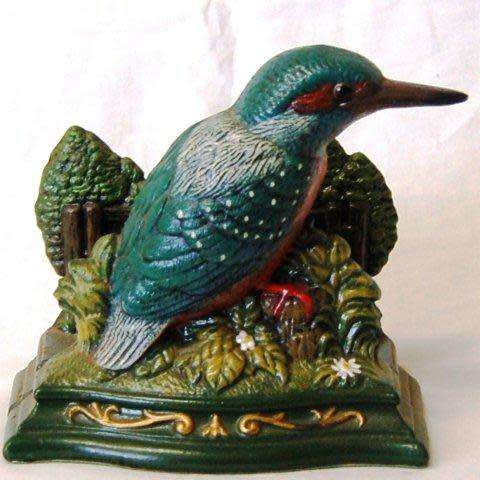Original Vintage  "Wright Studios" Cast Iron Kingfisher Door Stop/Napkin Holder - Height 160mm