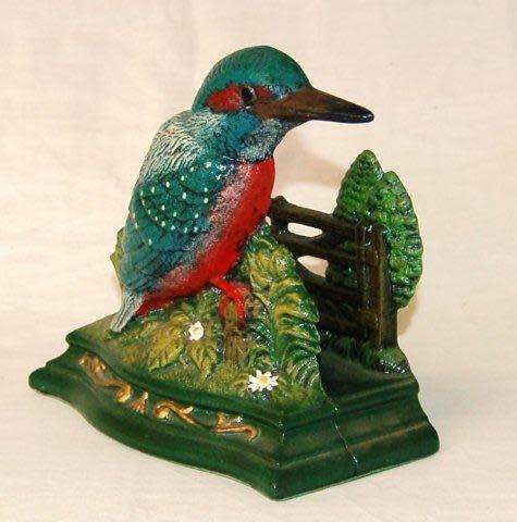 Original Vintage  "Wright Studios" Cast Iron Kingfisher Door Stop/Napkin Holder - Height 160mm