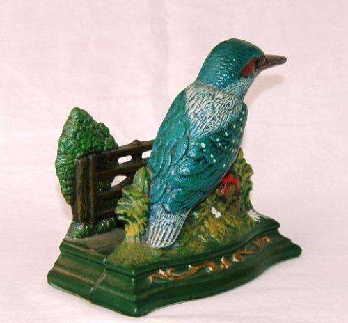 Original Vintage  "Wright Studios" Cast Iron Kingfisher Door Stop/Napkin Holder - Height 160mm