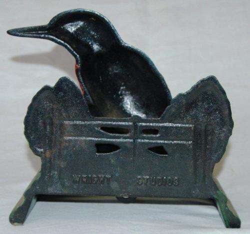 Original Vintage  "Wright Studios" Cast Iron Kingfisher Door Stop/Napkin Holder - Height 160mm