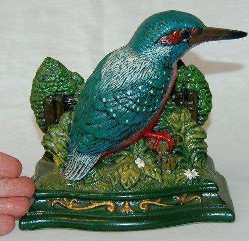 Original Vintage  "Wright Studios" Cast Iron Kingfisher Door Stop/Napkin Holder - Height 160mm