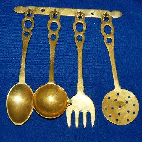 Ornamental Brass Kitchen Utensils with Hanger - As per Pictures - Longest 170mm
