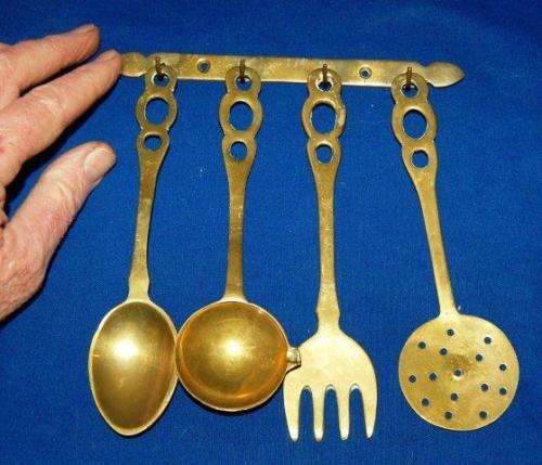 Ornamental Brass Kitchen Utensils with Hanger - As per Pictures - Longest 170mm