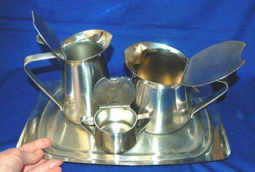 Alfra Alessi Italy - 18/8 Stainless Tea Set on Tray - See description for sizes