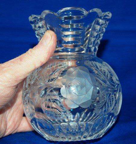 Absolutely Stunning - Heavy Lead Crystal - Rose Cut Vase - Height 145mm - See all Pictures.