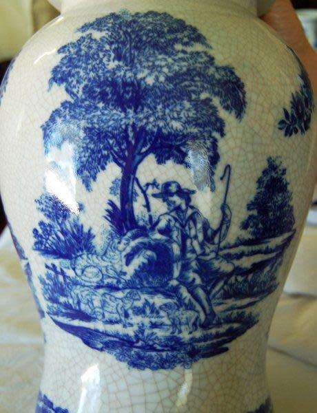 Large Victoria Ware Ironstone ? Crackle Urn/Jar "Little Boy Blue" Read description for details.