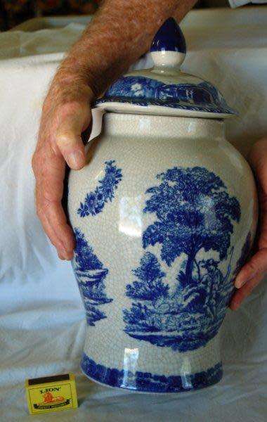 Large Victoria Ware Ironstone ? Crackle Urn/Jar "Little Boy Blue" Read description for details.