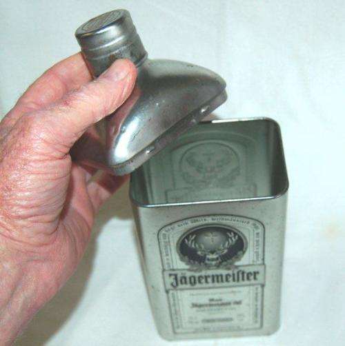 German Jagermeister Herb Liqueur Bottle Shaped Tin
