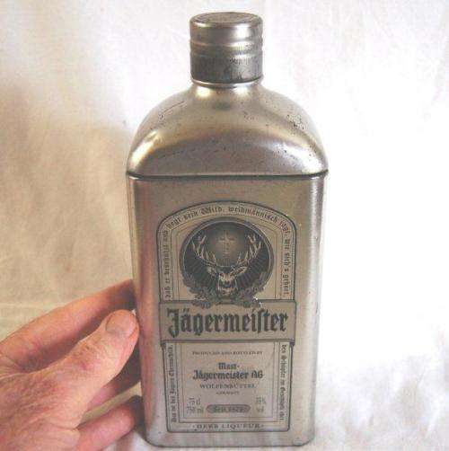 German Jagermeister Herb Liqueur Bottle Shaped Tin
