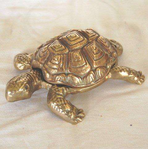 Unusual Large Brass Tortoise Trinket Box - Length 160mm Height 130mm