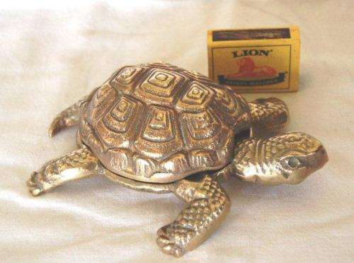 Unusual Large Brass Tortoise Trinket Box - Length 160mm Height 130mm