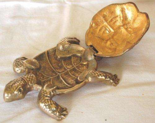 Unusual Large Brass Tortoise Trinket Box - Length 160mm Height 130mm