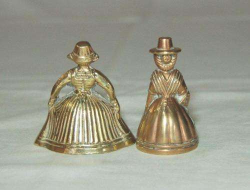 2 Vintage Miniature Lady Bells - Height 55mm - Sold as one lot