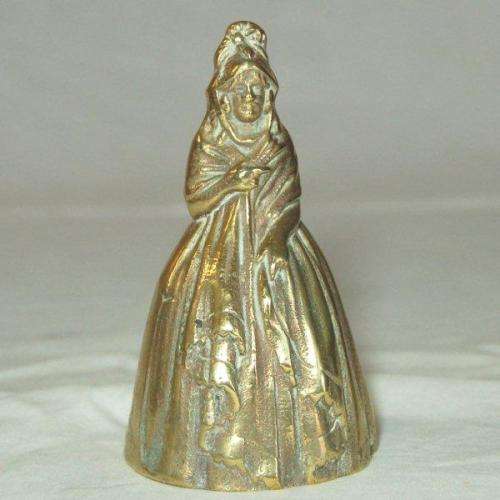 Rare Brass Lady Bell - Great detail back & front - Height 105mm