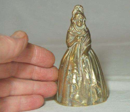 Rare Brass Lady Bell - Great detail back & front - Height 105mm