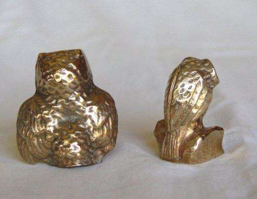 2 Small Solid Brass Owls - Sold as One Lot - Height 55mm