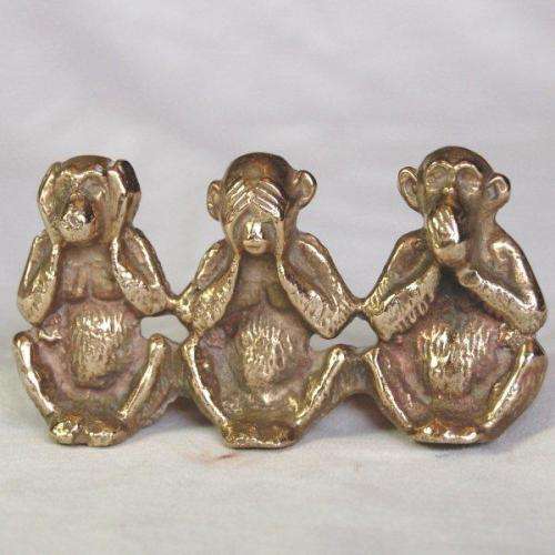 Solid Brass Monkeys - Hear - See - Speak no evil. 95mm X 50mm