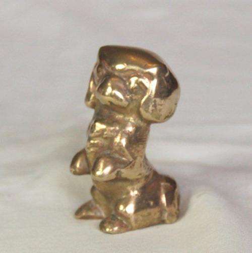 Small Solid Brass Pekingese Dog - Height 55mm
